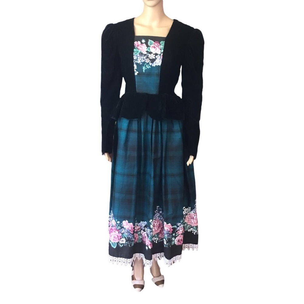 Vintage 1980’s dress velvet regency Edwardian prairie style